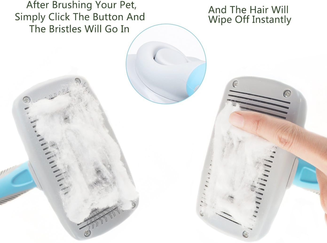 Self Cleaning Slicker Brush for Dogs and Cats - Easy to Clean Pet Grooming Brush Removes Mats and Loose Hair with Minimal Effort and Comfort - Suitable for Long or Short Hair (Medium-Large)