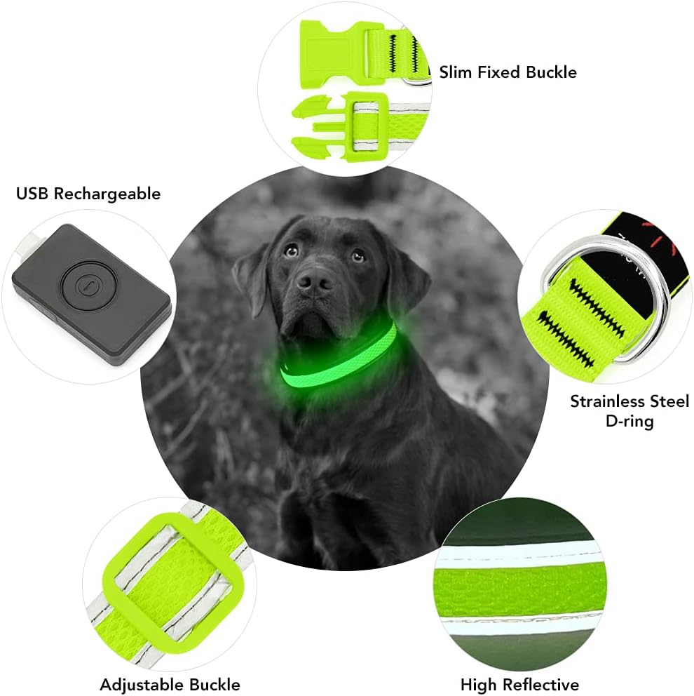 USB Rechargeable LED Puppy Collar Super Bright Adjustable Glowing Dog Lights
