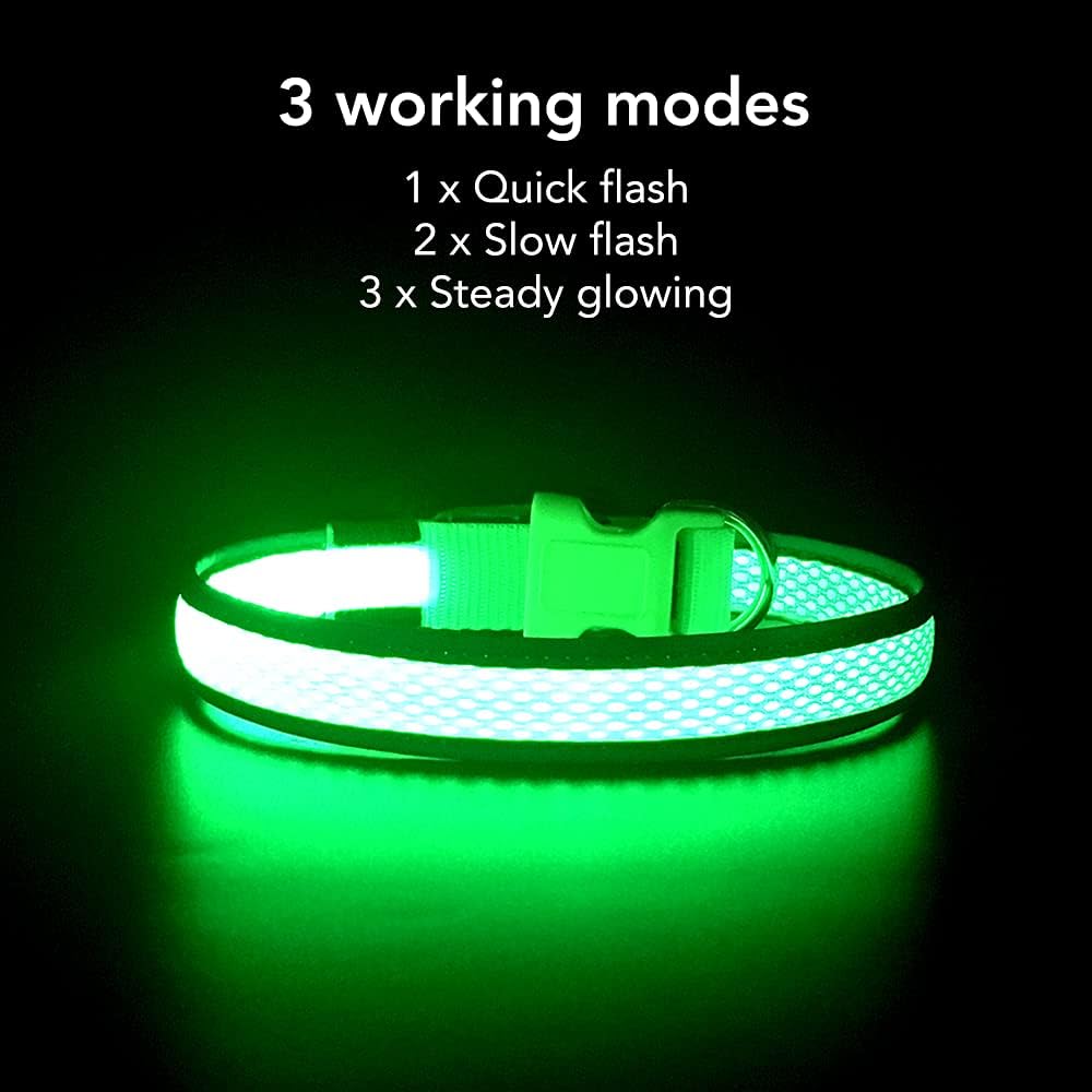 USB Rechargeable LED Puppy Collar Super Bright Adjustable Glowing Dog Lights