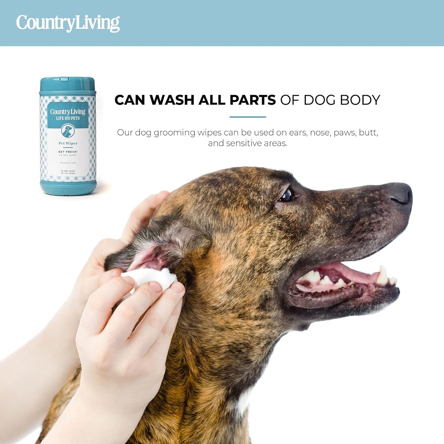 Fragrance-Free Wipes for Dogs, Dog Wipes Cleaning & Pet-Friendly with Plant-Based Formula, 1-Pack (Total of 75 Wipes)