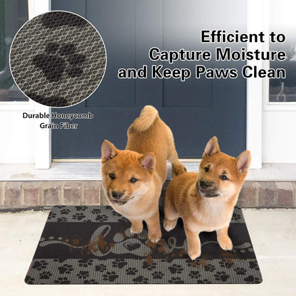 Dog and Cat Food Mat Washable Dog Mat for Food and Water Non Slip Pet Food Bowl Mat, Love, 18"X30", Grey