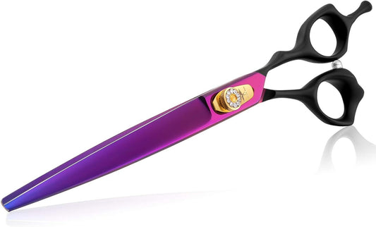 8 Inch Straight Dog Grooming Scissors Professional Pet Cutting Shears Safety Noiseless Blunt Tip Trimming Shearing for Dogs Cats Japanese Stainless Steel Purple