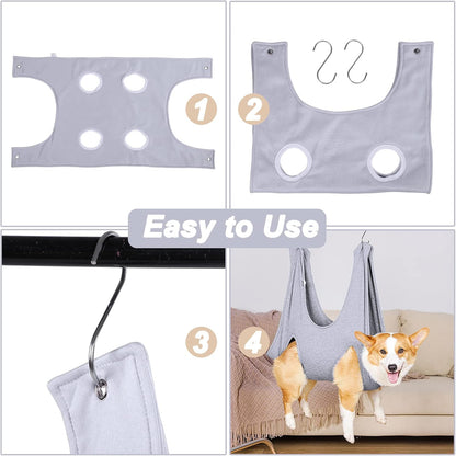 Pet Grooming Hammock,Pet Nail Clip Bag for Grooming,Bathing,Nail Cutting and Ear Removal,Dog Cat Hammock for Small Medium Dogs Cats Indoor,Pet Grooming Bag with Hangers and Fixing Pets(13.7Inch)