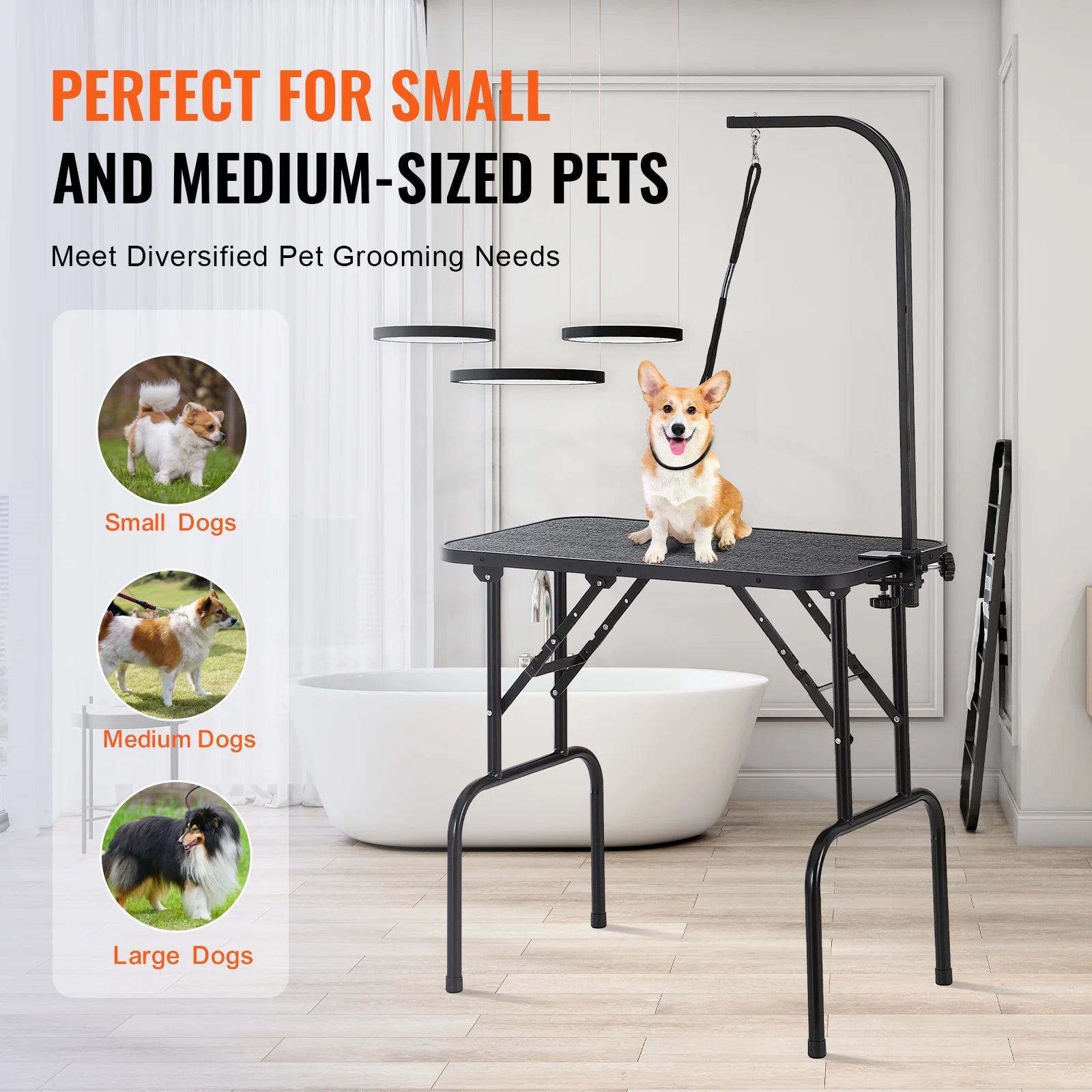 Pet Dog Cat Grooming Table Arm with Clamp 32'' Foldable Adjustable Height
