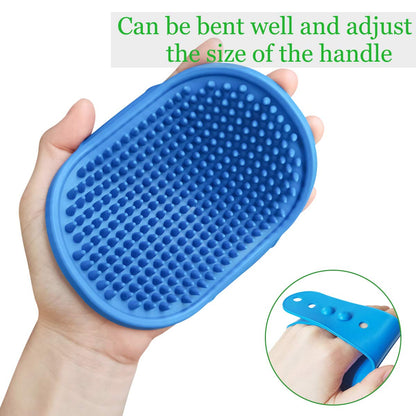 2Pcs Dog Bath Brush, Pet Bath Brush Rubber Dog Comb with Adjustable Ring Handle for Long Short Haired Pet (Bule+Green)