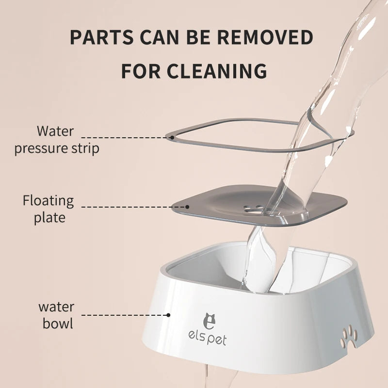 Elspet Dog Drinking Water Bowl Floating Non-Wetting Mouth Vehicle Mounted Floating Dog Cat Bowl without Spill 1L Water Dispense