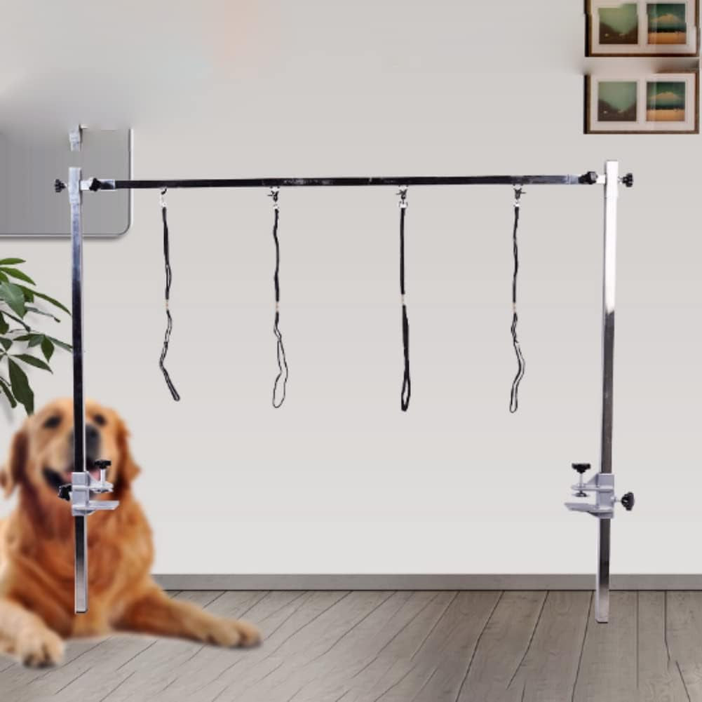 Pet Grooming Table Arms Clamp - Metal Dog Grooming Table Arm H Bar Clamp Holder Aid Accessory Hair Dryer Clamp Clip Pet Grooming Table Accessories(Inner Dia 2.3×2.3Cm)