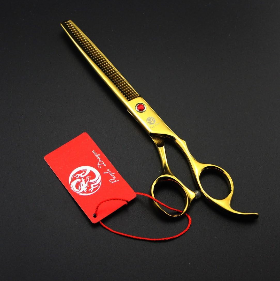 Professional 7.0 Inch 4PCS Pet Grooming Scissors Kit Japan Premium Steel Straight & Curved & Thinning Blade Dog Hair Cutting Shears Set with Case