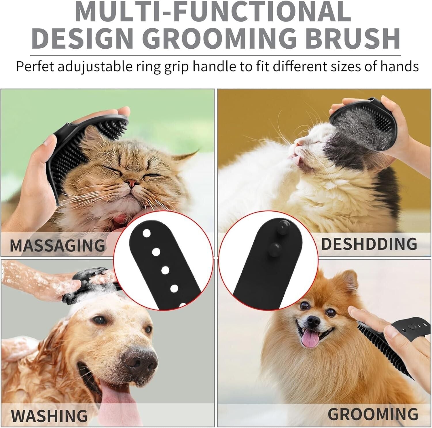 3PCS Dog Bath Brush Scrubber,Shamp