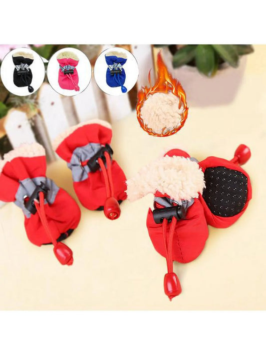 4Pcs Dog Rain Boots Waterproof Paw Protectors Adjustable Straps Shoes