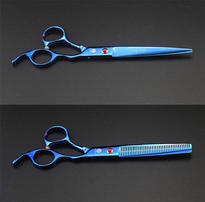 Professional 7.0 Inch 4PCS Pet Grooming Scissors Kit Japan Premium Steel Straight & Curved & Thinning Blade Dog Hair Cutting Shears Set with Case