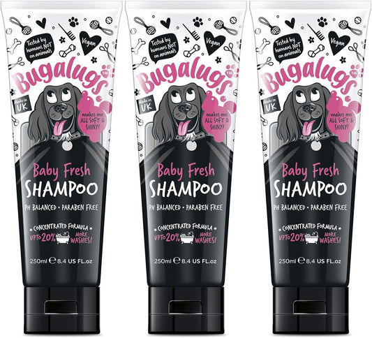 Baby Fresh Dog Shampoo for Smelly Dogs with Baby Powder Scent - Best Puppy Grooming Product, Shampoo Conditioner, Vegan Pet Shampoo Professional (3X 250Ml)