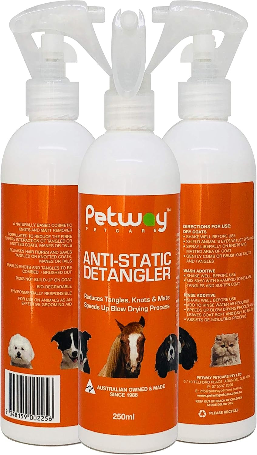 Petcare Anti-Static Detangler Spray –Dematting Spray for Dogs and Cats, Pet Detangling Anti-Static Spray, Free of Phosphates, Parabens & Enzymes – Tangle Remover, Daily Grooming Aid - 8.45 Oz