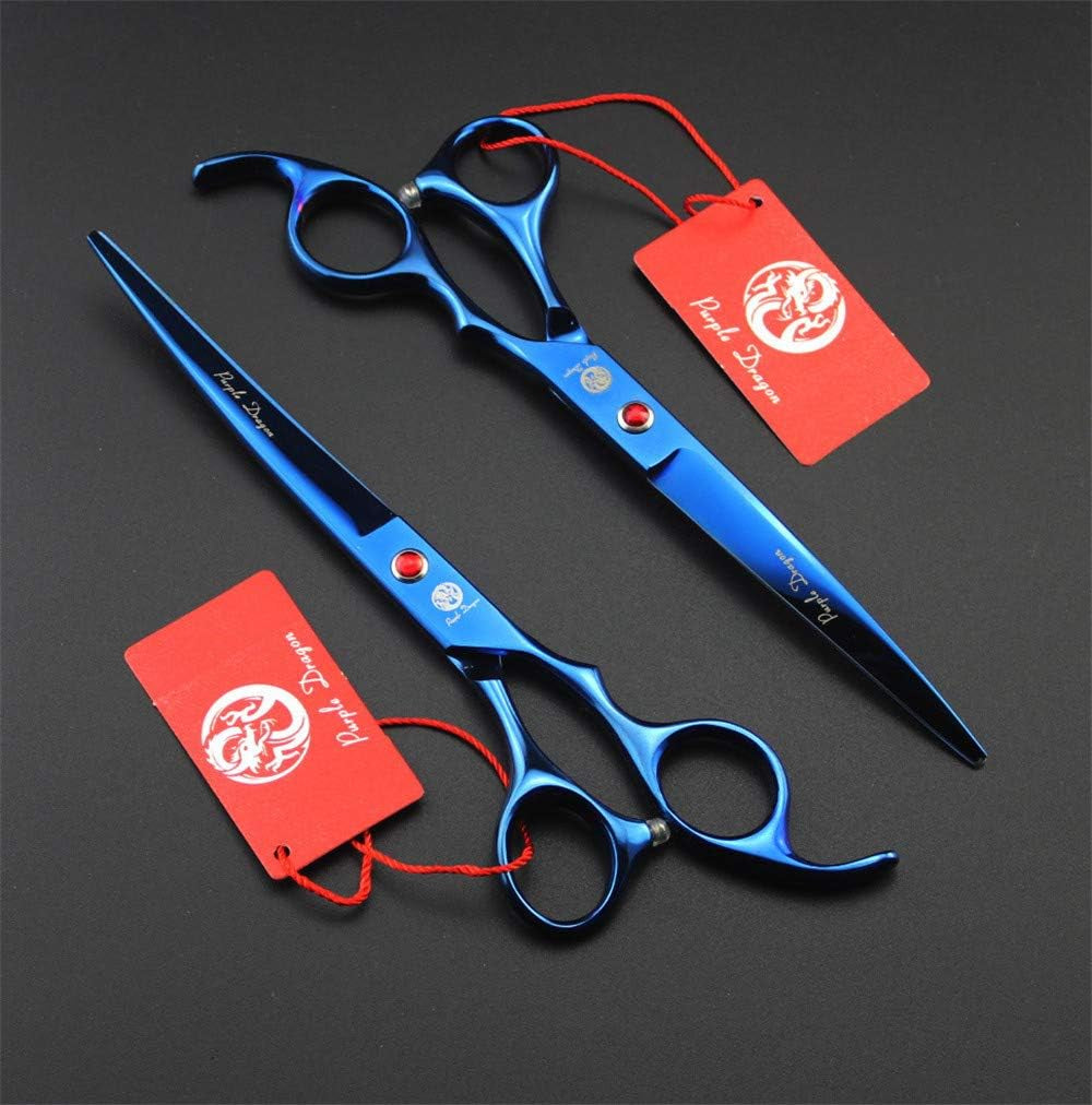 Professional 7.0 Inch 4PCS Pet Grooming Scissors Kit Japan Premium Steel Straight & Curved & Thinning Blade Dog Hair Cutting Shears Set with Case
