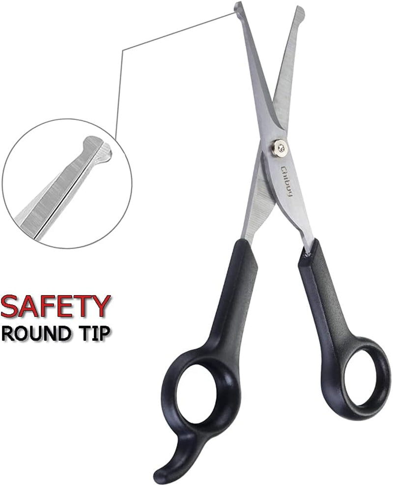 Pet Grooming Scissors Set Ball Tip Eye Cut Scissors and Curved Shears, Professional Home Pets Grooming Tools Kit for Dogs and Cats 6 Dark Grey