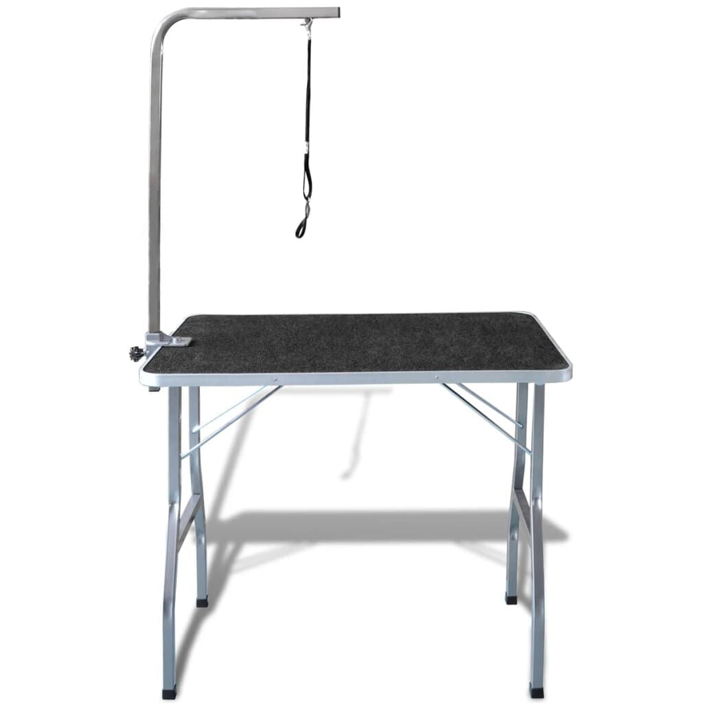 Dog Grooming Table Black Engineered Wood with Rubber Surface Medium