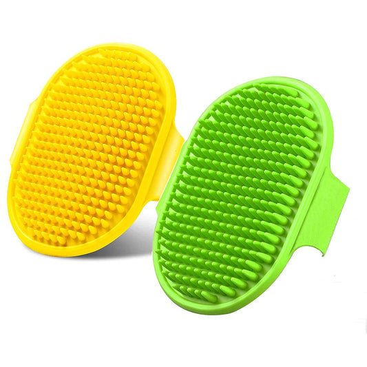 Dog Grooming Brush,Pet Shampoo Bath Brush Soothing Massage Rubber Comb, Adjustable Ring Handle, Suitable for Long Short Haired Pet (Greenyellow)