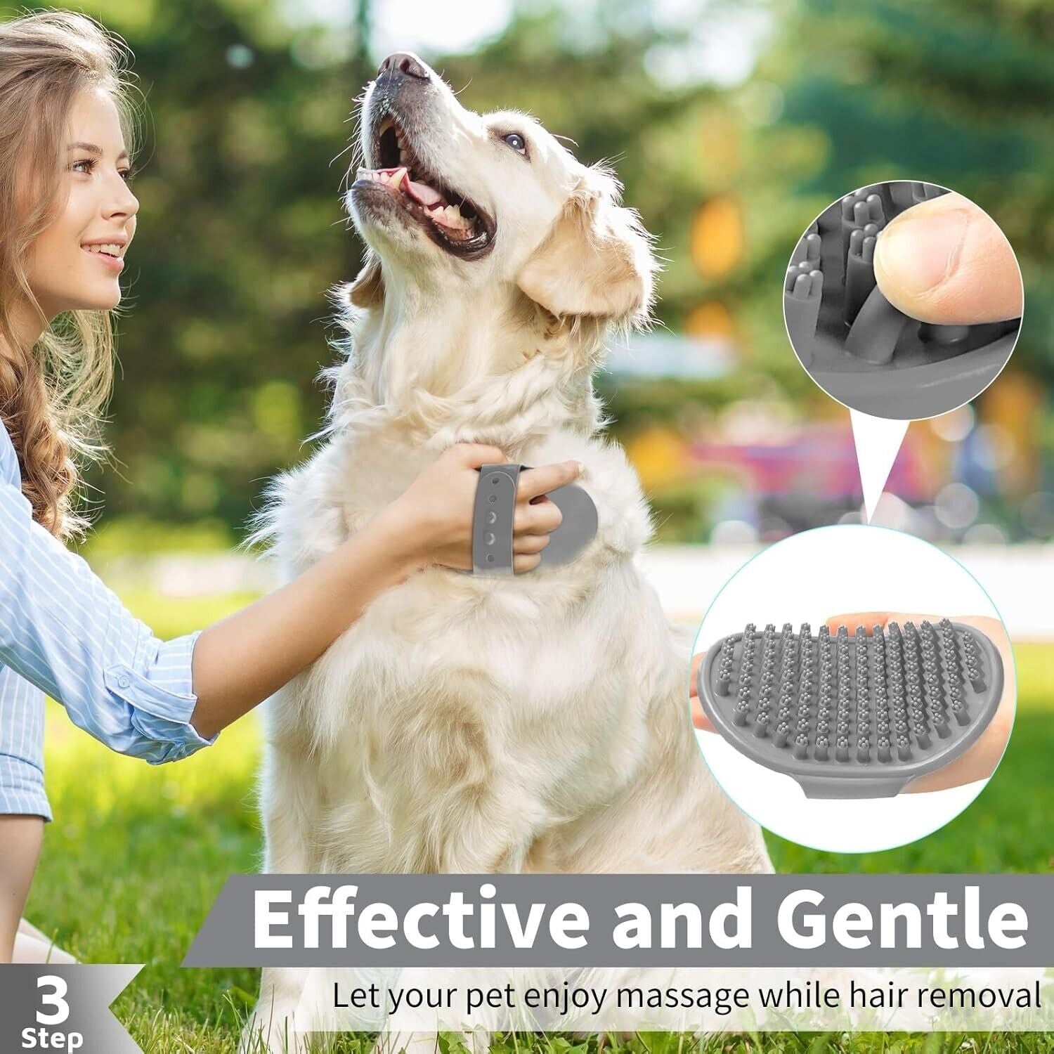 3PCS Dog Bath Brush Scrubber,Shamp