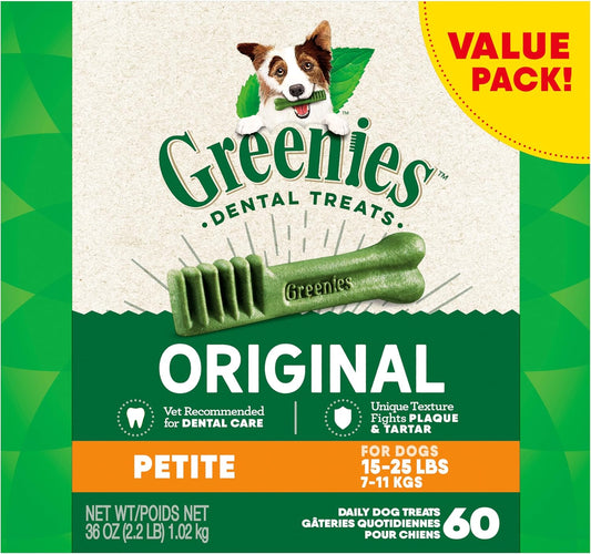 Original Petite Natural Dental Care Dog Treats, 36 Oz. Pack (60 Treats)