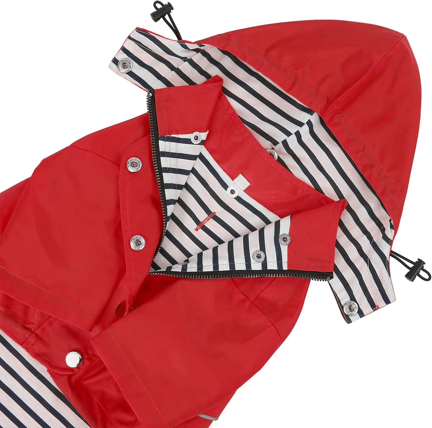 Dog Raincoat Double Layer Zip Rain Jacket with Hood for Small to Large Dogs Red - XL