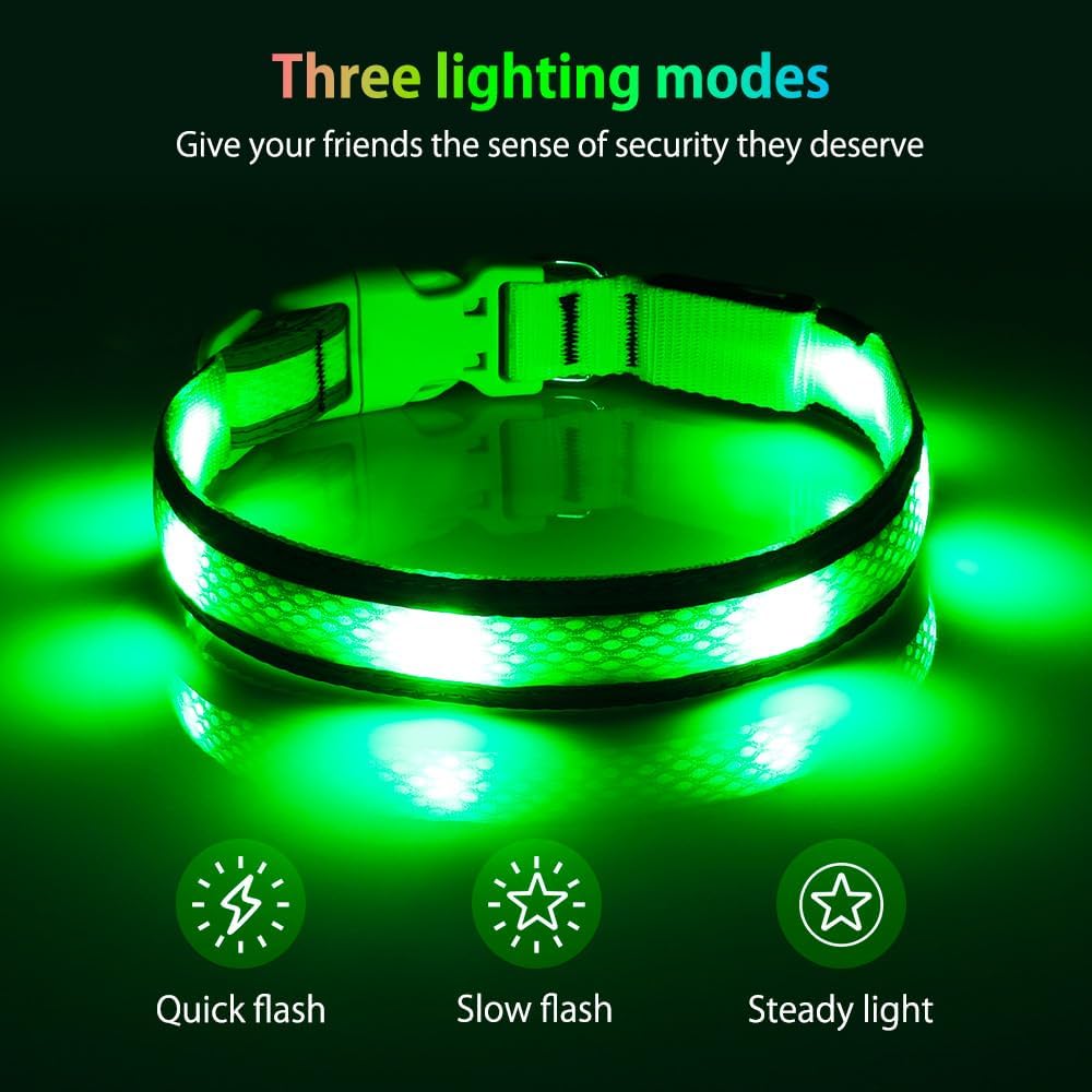 Light up Dog Collar - USB Rechargeable LED Dog Collar Glow in the Dark 