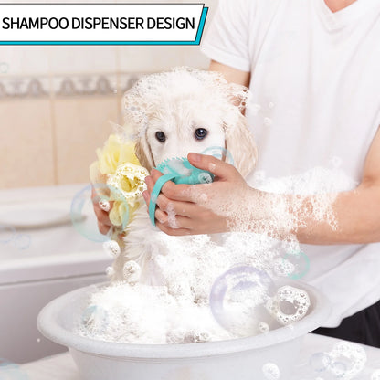 3Pcs Dog Bath Scrubber, Pet Massage Grooming Shower Silicone Brush, Washing Brush Scrubber with Adjustable Ring Handle, Dog Shampoo Brush for Short Long Haired Dogs Cats