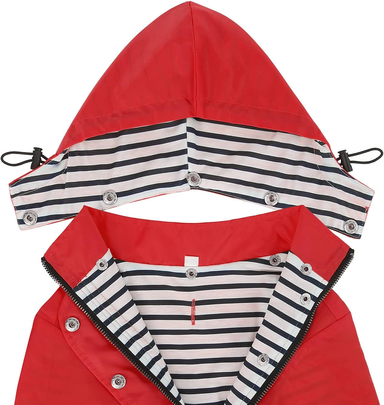 Dog Raincoat Double Layer Zip Rain Jacket with Hood for Small to Large Dogs Red - XL