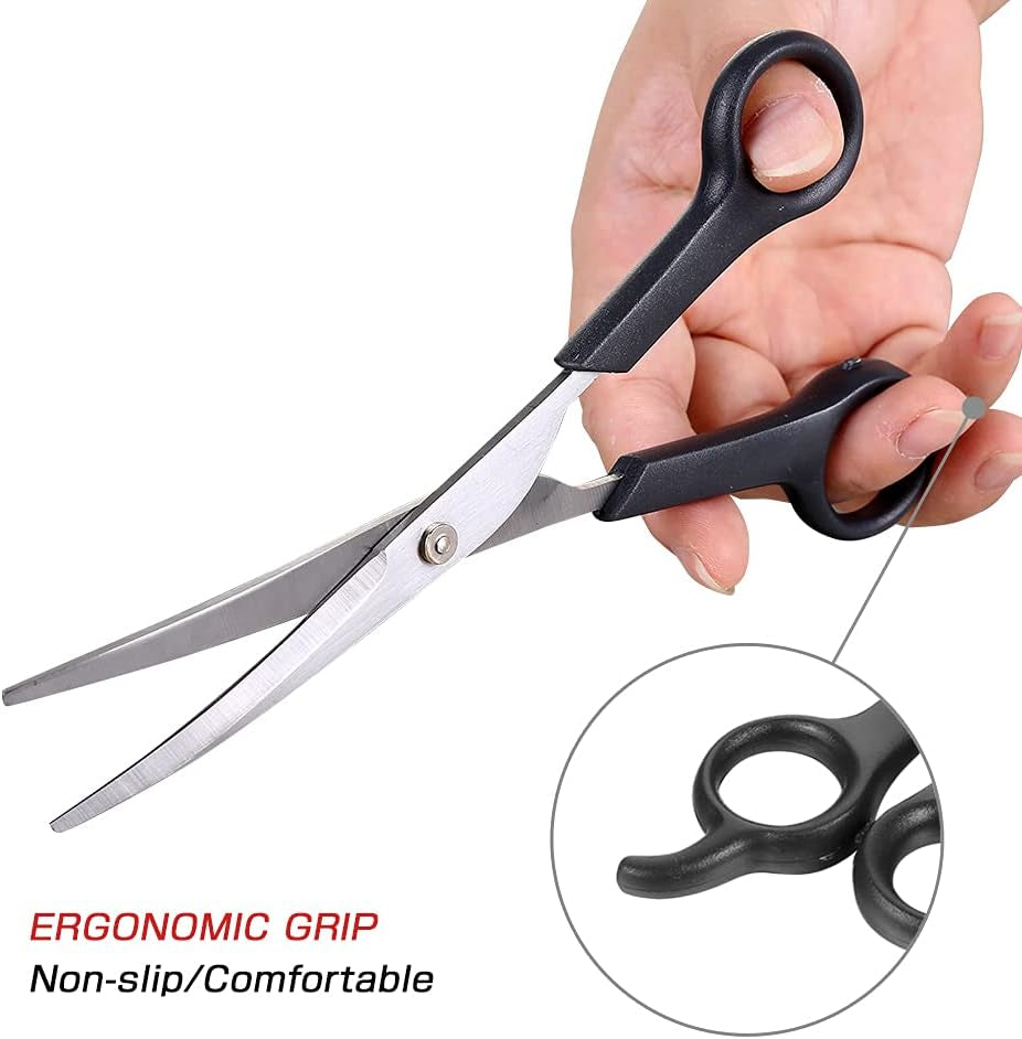 Pet Grooming Scissors Set Ball Tip Eye Cut Scissors and Curved Shears, Professional Home Pets Grooming Tools Kit for Dogs and Cats 6 Dark Grey