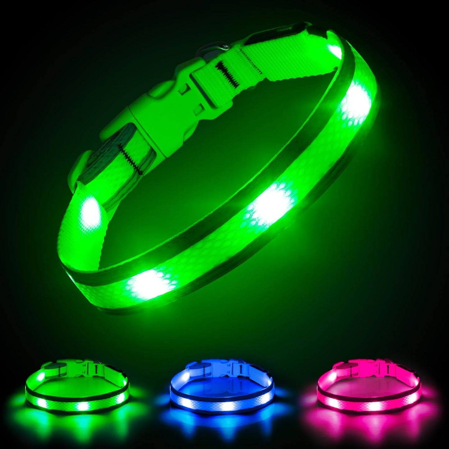 Light up Dog Collar - USB Rechargeable LED Dog Collar Glow in the Dark 