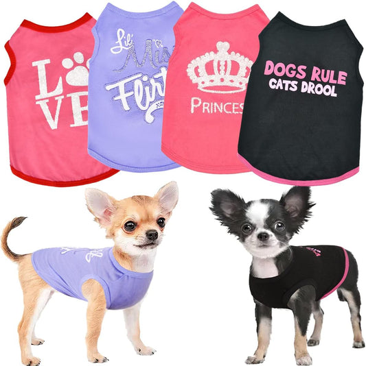 Set of 4 Extra Small Dog Chihuahua Cooling Clothes Tiny Dog Clothes 
