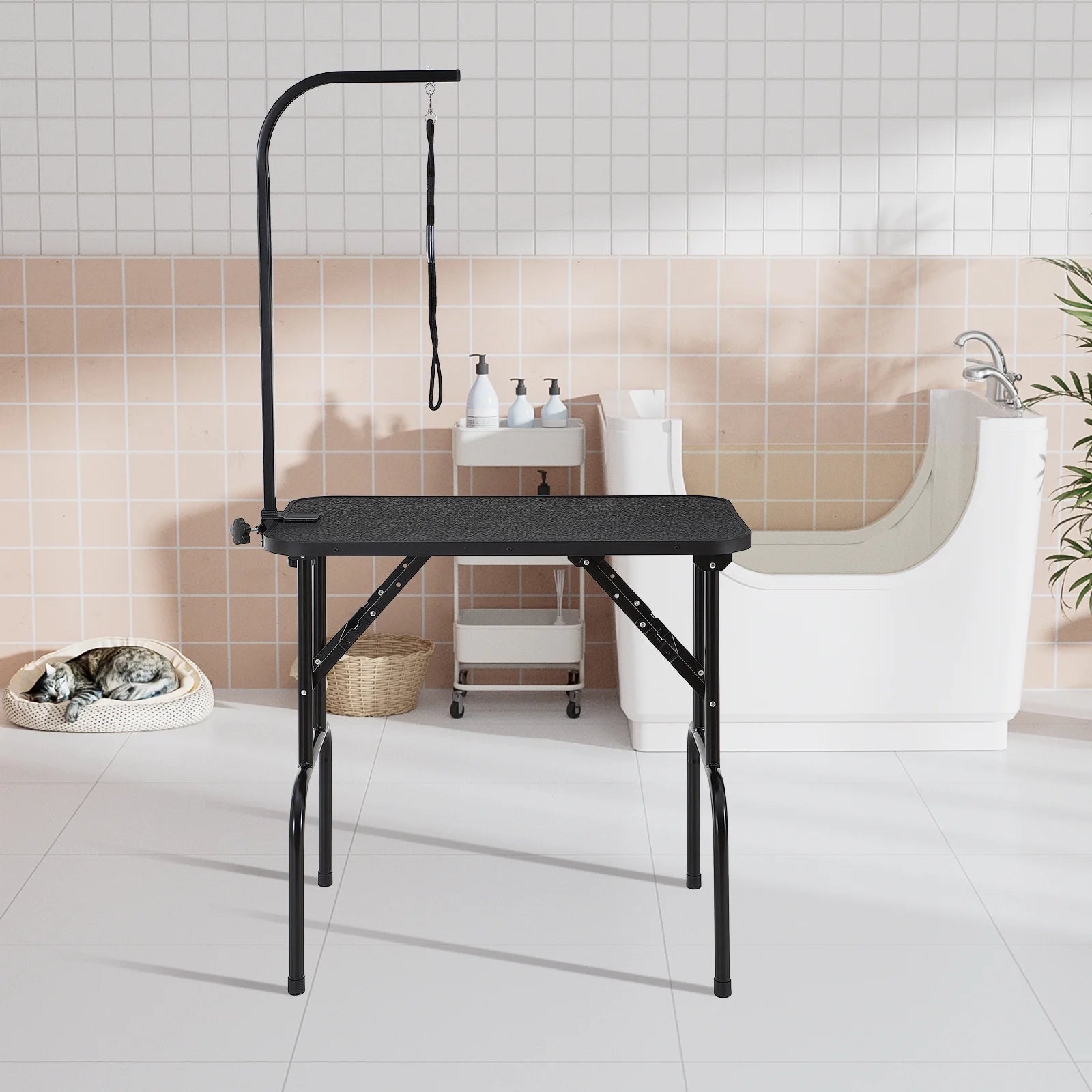 Pet Dog Cat Grooming Table Arm with Clamp 32'' Foldable Adjustable Height