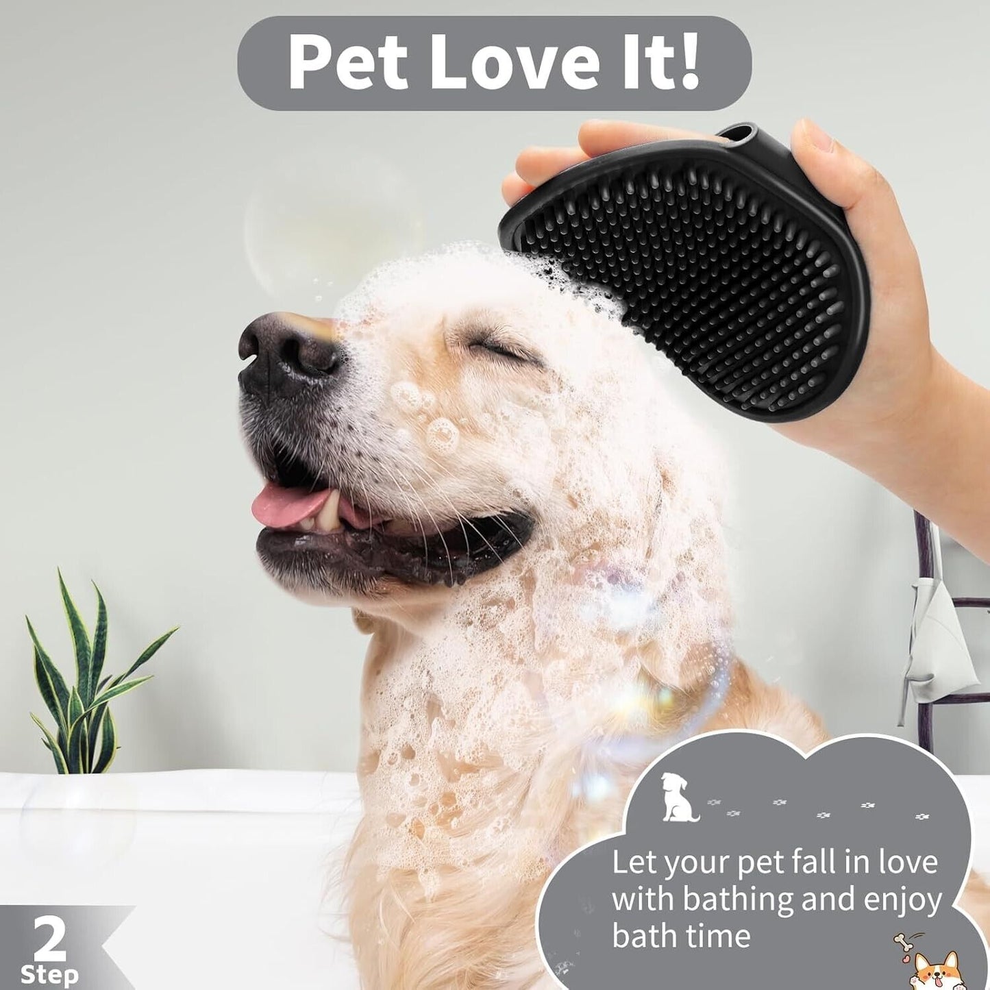 3PCS Dog Bath Brush Scrubber,Shamp