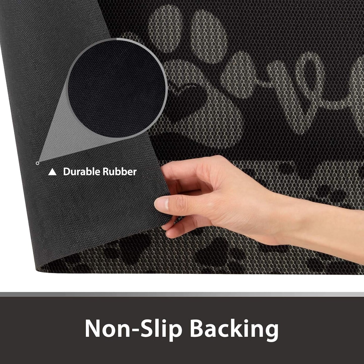 Dog and Cat Food Mat Washable Dog Mat for Food and Water Non Slip Pet Food Bowl Mat, Love, 18"X30", Grey