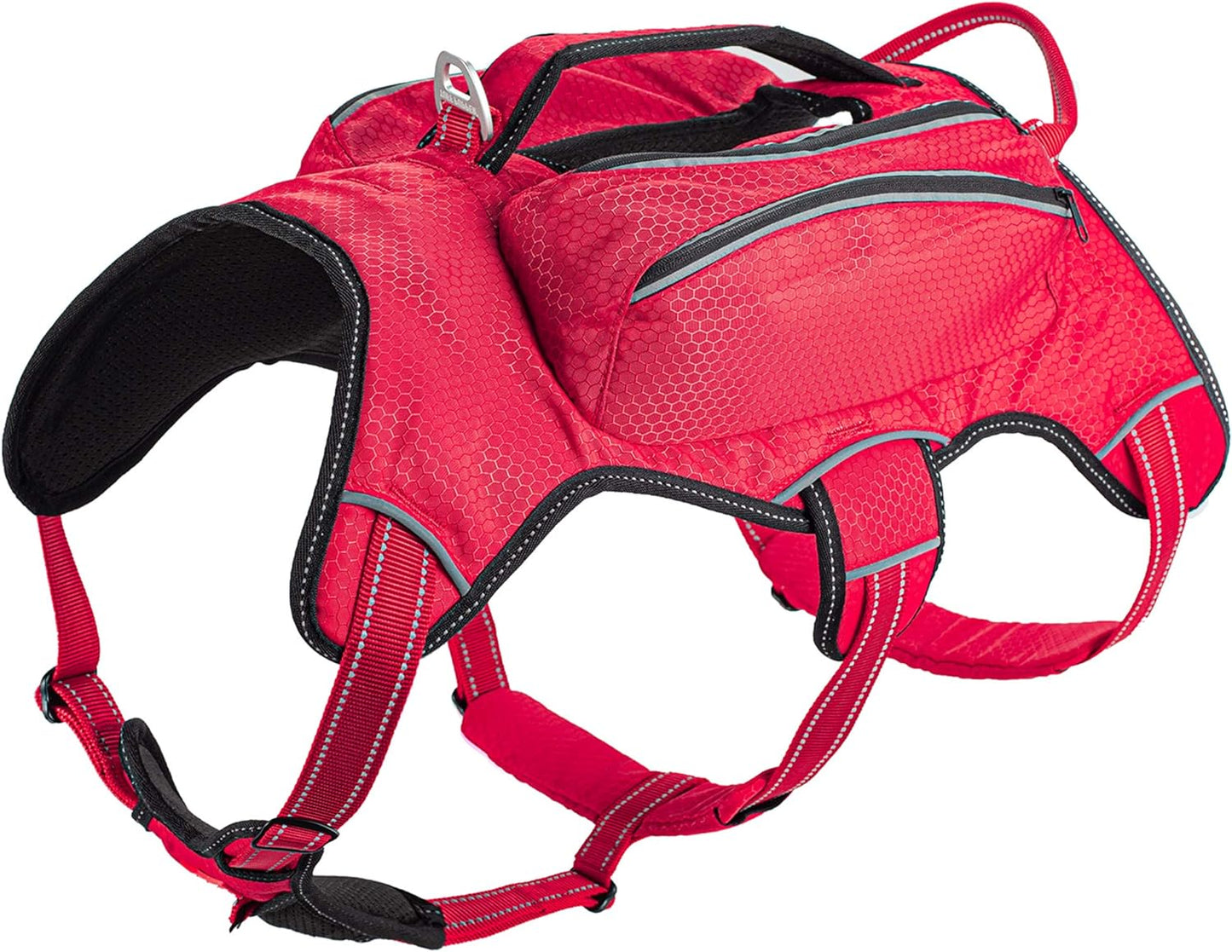 Escape Proof Dog Harness with Four Pockets | Waterproof Backpack Harness | Full Body Dog Lift Handle | 5 Point Adjustable Fit | 3M Reflective for Safety | Dog Hiking Harness for Day Trips