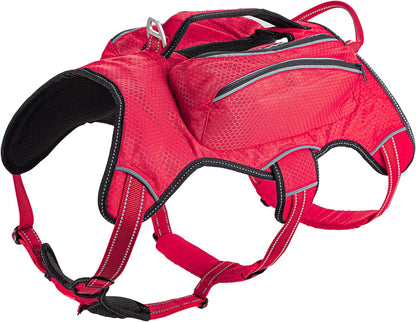 Escape Proof Dog Harness with Four Pockets | Waterproof Backpack Harness | Full Body Dog Lift Handle | 5 Point Adjustable Fit | 3M Reflective for Safety | Dog Hiking Harness for Day Trips