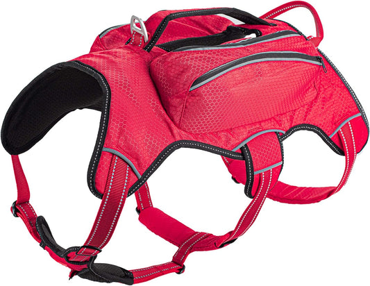 Escape Proof Dog Harness with Four Pockets | Waterproof Backpack Harness | Full Body Dog Lift Handle | 5 Point Adjustable Fit | 3M Reflective for Safety | Dog Hiking Harness for Day Trips