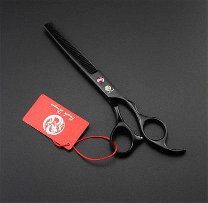 Professional 7.0 Inch 4PCS Pet Grooming Scissors Kit Japan Premium Steel Straight, Curved & Thinning Blade Dog Hair Cutting Shears Set with Case