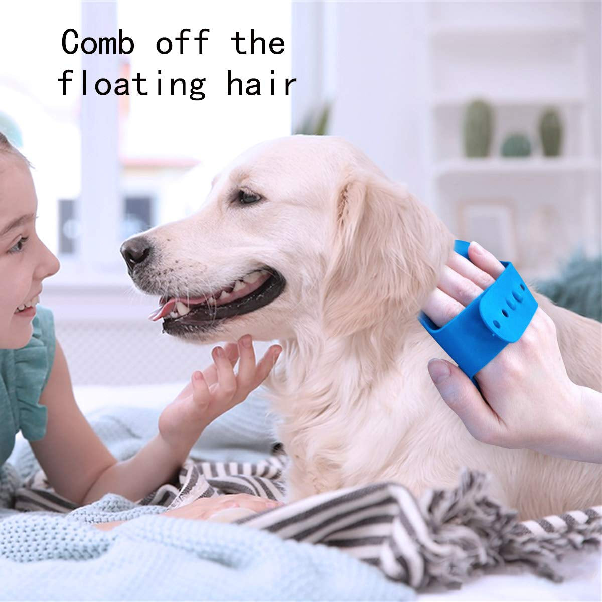 2Pcs Dog Bath Brush, Pet Bath Brush Rubber Dog Comb with Adjustable Ring Handle for Long Short Haired Pet (Bule+Green)