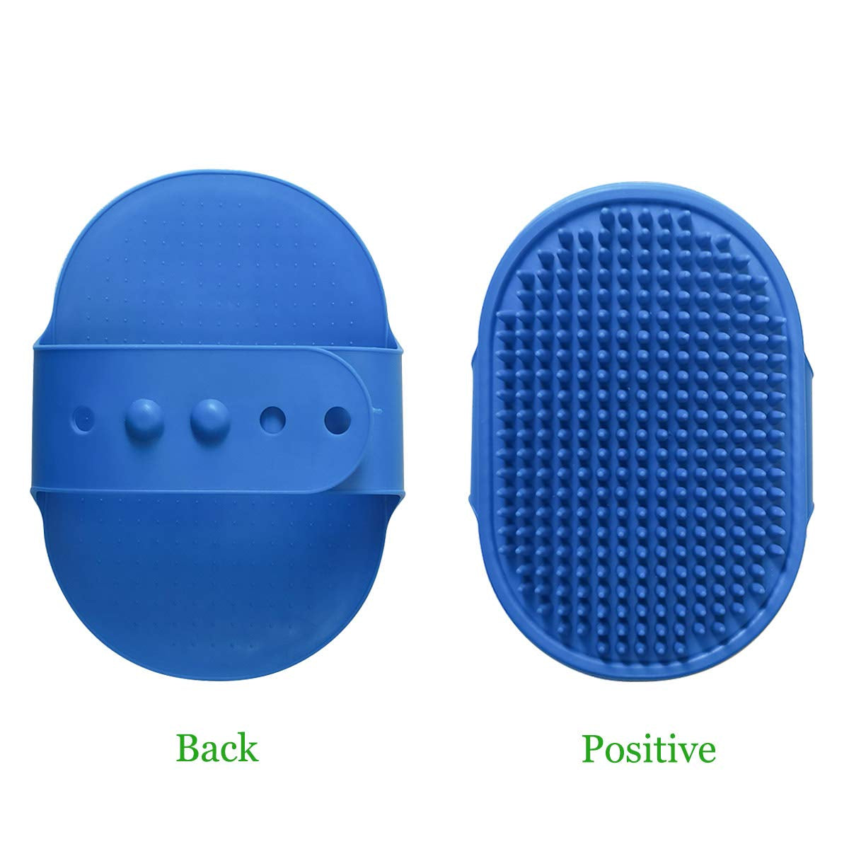 2Pcs Dog Bath Brush, Pet Bath Brush Rubber Dog Comb with Adjustable Ring Handle for Long Short Haired Pet (Bule+Green)