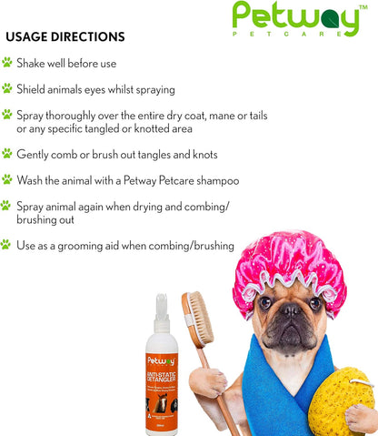 Petcare Anti-Static Detangler Spray –Dematting Spray for Dogs and Cats, Pet Detangling Anti-Static Spray, Free of Phosphates, Parabens & Enzymes – Tangle Remover, Daily Grooming Aid - 8.45 Oz