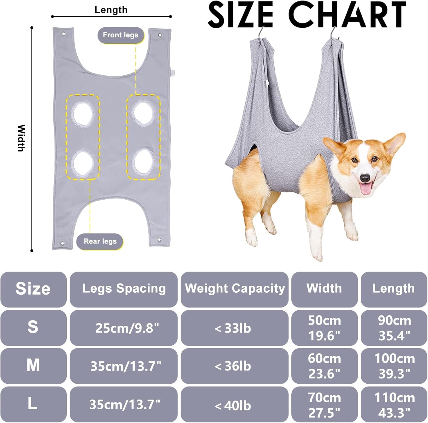 Pet Grooming Hammock,Pet Nail Clip Bag for Grooming,Bathing,Nail Cutting and Ear Removal,Dog Cat Hammock for Small Medium Dogs Cats Indoor,Pet Grooming Bag with Hangers and Fixing Pets(13.7Inch)