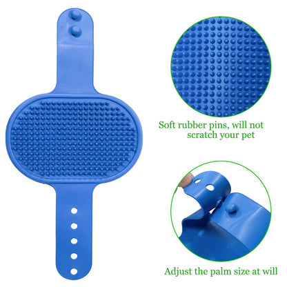2Pcs Dog Bath Brush, Pet Bath Brush Rubber Dog Comb with Adjustable Ring Handle for Long Short Haired Pet (Bule+Green)