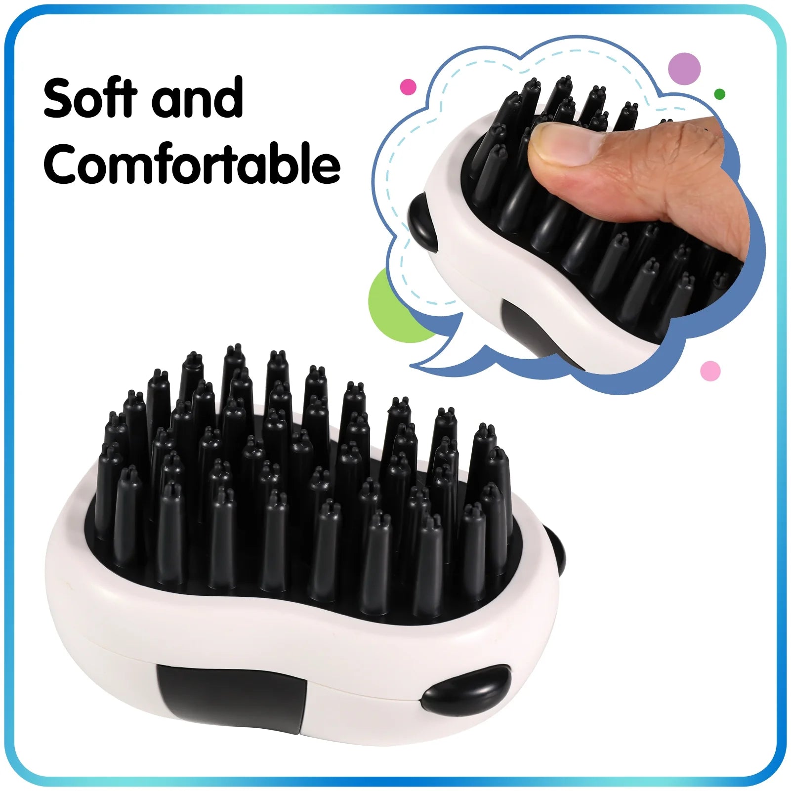 3Pcs Dog Bath Scrubber, Pet Massage Grooming Shower Silicone Brush, Washing Brush Scrubber with Adjustable Ring Handle, Dog Shampoo Brush for Short Long Haired Dogs Cats