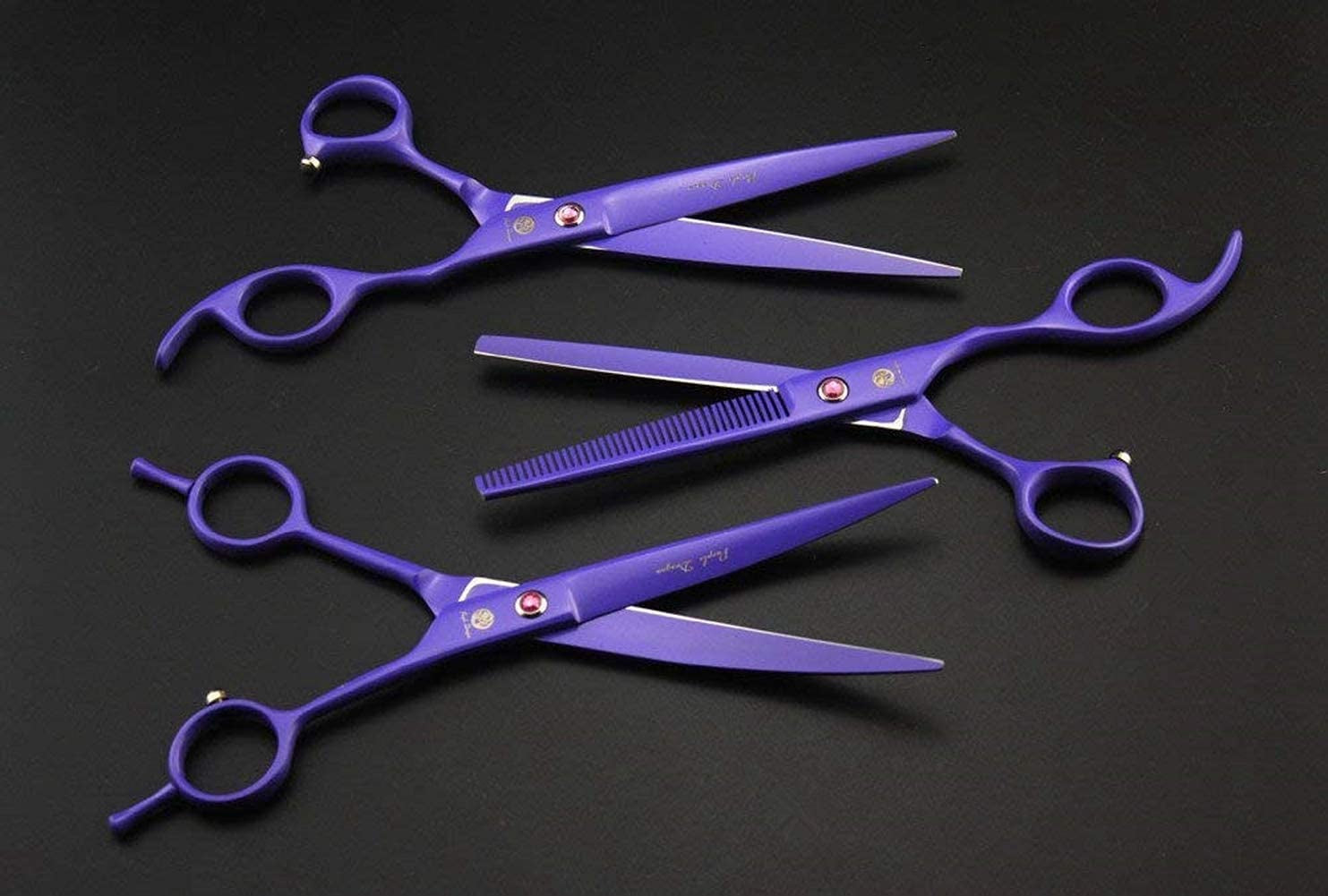 7.0 Inch Rhinestone Decoration 3PCS Pet Grooming Scissors Dog Hair Cutting & Thinning Shears Set