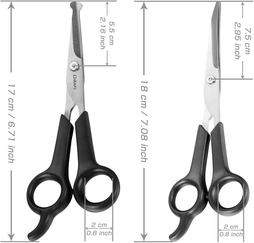 Pet Grooming Scissors Set Ball Tip Eye Cut Scissors and Curved Shears, Professional Home Pets Grooming Tools Kit for Dogs and Cats 6 Dark Grey