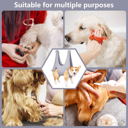 Pet Grooming Hammock,Pet Nail Clip Bag for Grooming,Bathing,Nail Cutting and Ear Removal,Dog Cat Hammock for Small Medium Dogs Cats Indoor,Pet Grooming Bag with Hangers and Fixing Pets(13.7Inch)