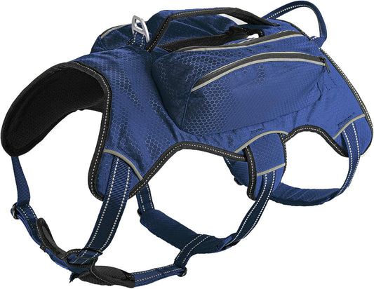 Escape Proof Dog Harness with Four Pockets | Waterproof Backpack Harness | Full Body Dog Lift Handle | 5 Point Adjustable Fit | 3M Reflective for Safety | Dog Hiking Harness for Day Trips