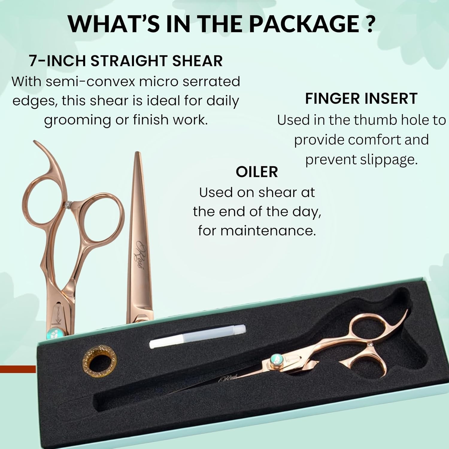 Rose Dog Grooming Scissors, 7 Inch Straight Shears, Dog Scissors for Grooming, Ergonomic Design for Comfort and Precision, Heavy Duty, Durable and Sharp