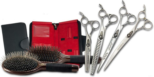 Grooming Shinobi Shear Sets for Professional Dog Groomers (8.0" Poodle 4 Shear Kit)