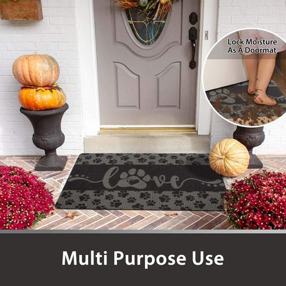 Dog and Cat Food Mat Washable Dog Mat for Food and Water Non Slip Pet Food Bowl Mat, Love, 18"X30", Grey